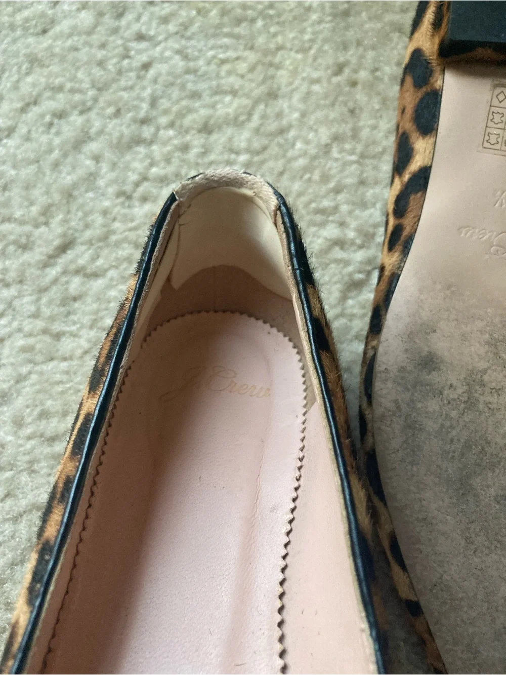 J. Crew Marina Leopard Print calf hair Pointed Toe Flats